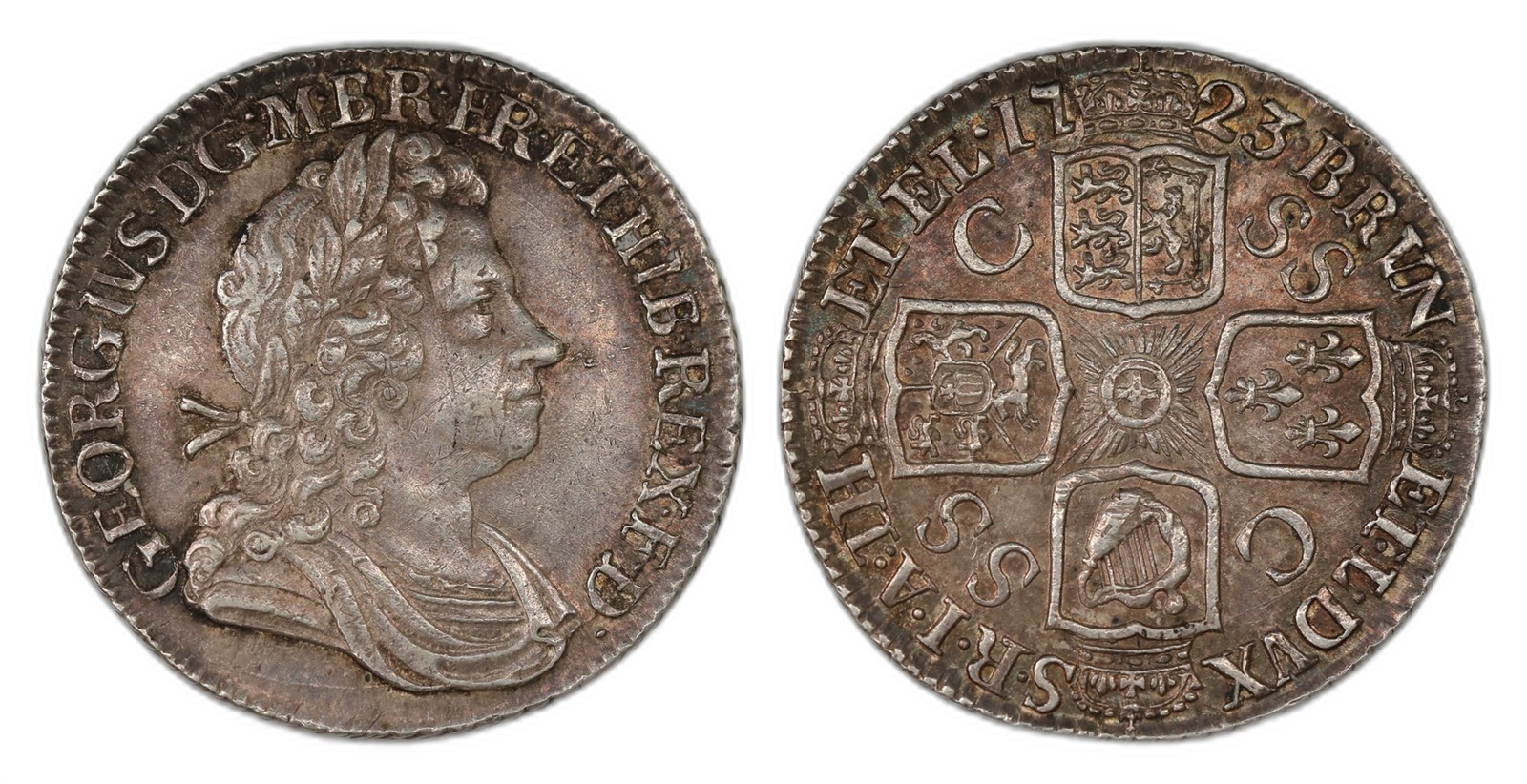Great Britain. George I. Shilling 1723- SSC. Kv AU.