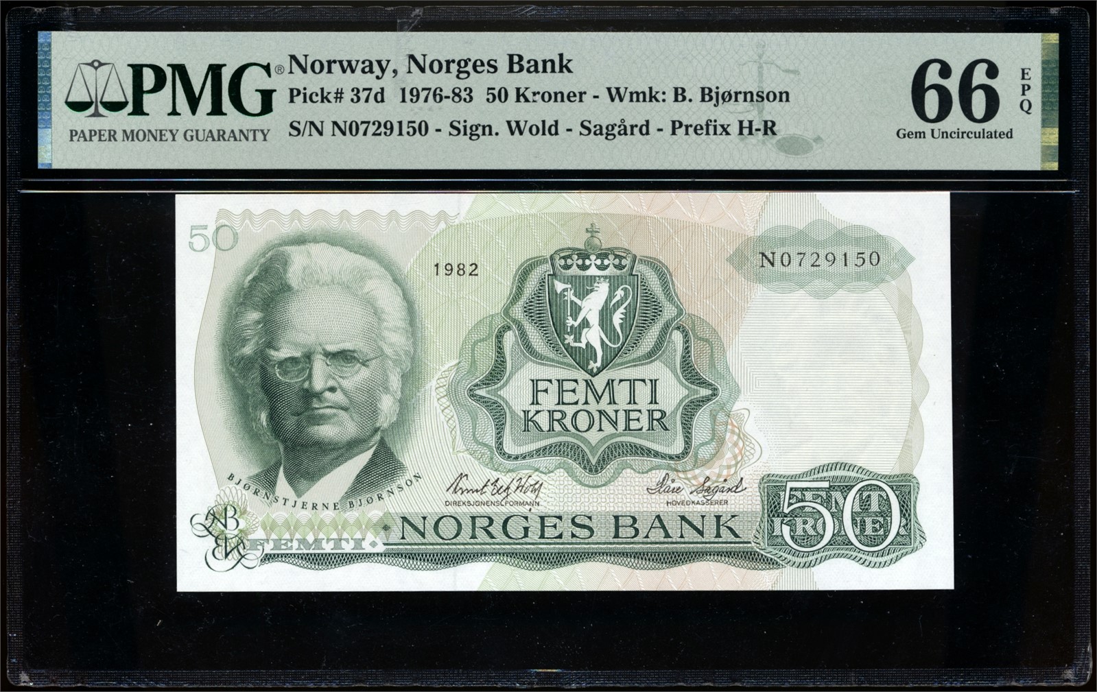 50 Kroner 1982 N0729150 PMG66EPQ