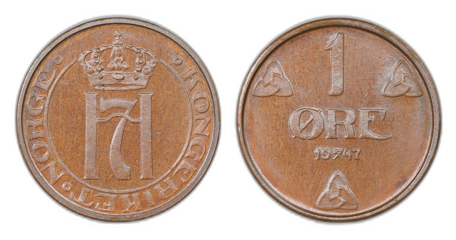 Norway. Haakon VII. 1 Øre 1947. Kv PRAKTEX.