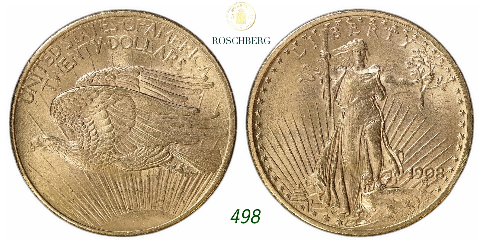 USA. Philadelphia. 20 Dollar Gold 1908No Motto.