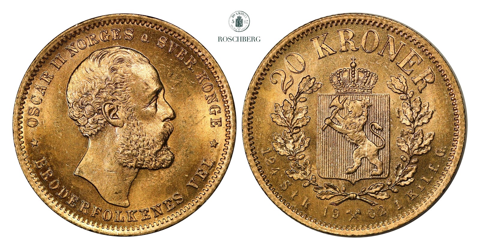 20 Kroner 1902 Kv 0/01(UNC)