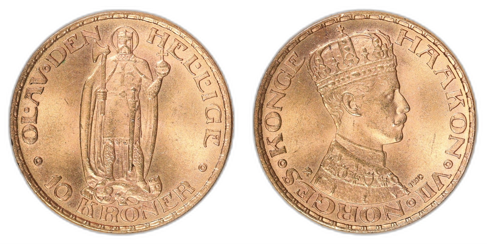 NORWAY. Haakon VII. 10 Kroner 1910. Kv 0/01 (UNC).