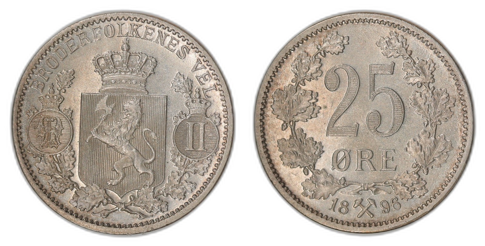 NORWAY. Oscar II. 25 Øre 1896. Kv 0 (UNC).