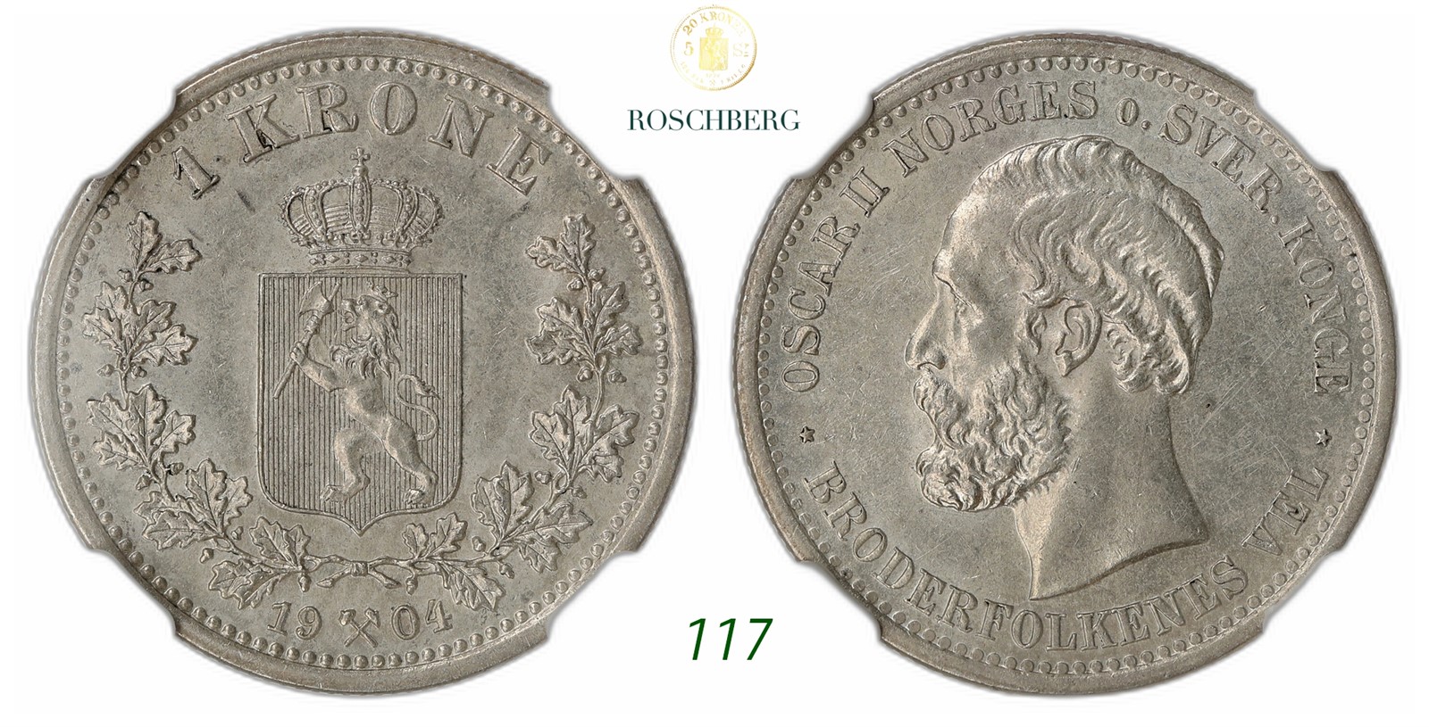 NORWAY. Oscar II. 1 Krone 1904.