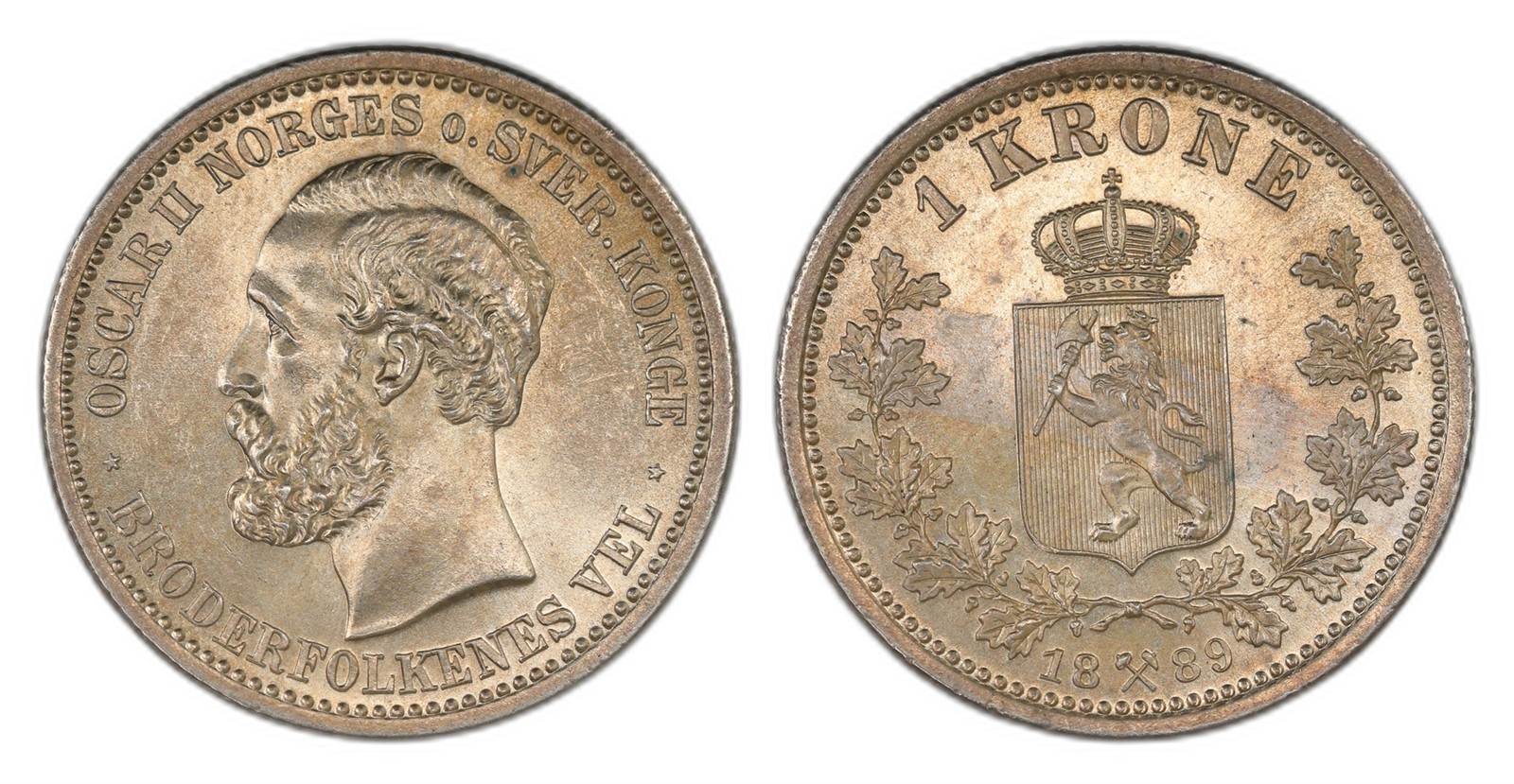 Norway. Oscar II. 1 Krone 1889. Kv 0.