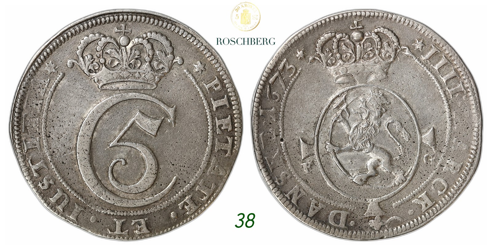 NORWAY. Christian V. 4 Mark 1673-FG.