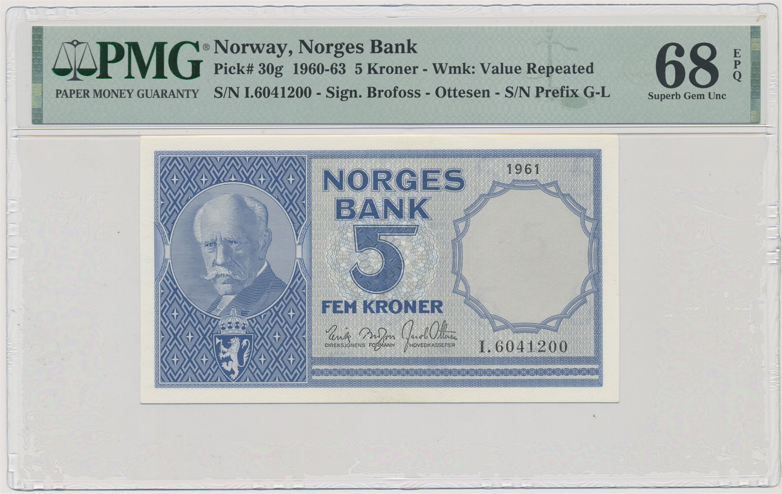 5 Kroner 1961 I PMG 68 EPQ