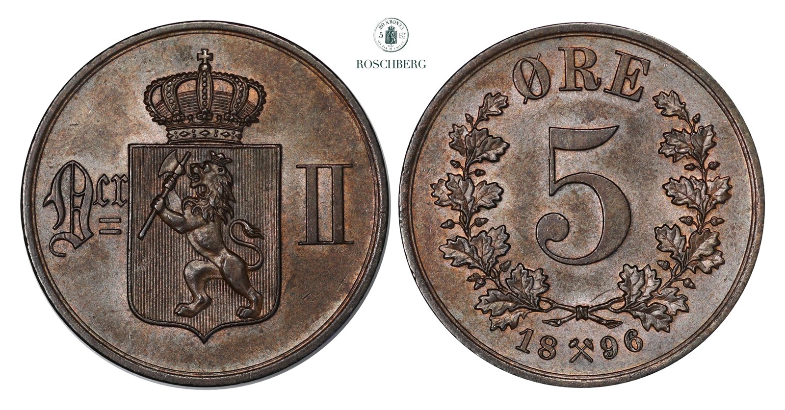 5 Øre 1896 Kv 0/01 (UNC)