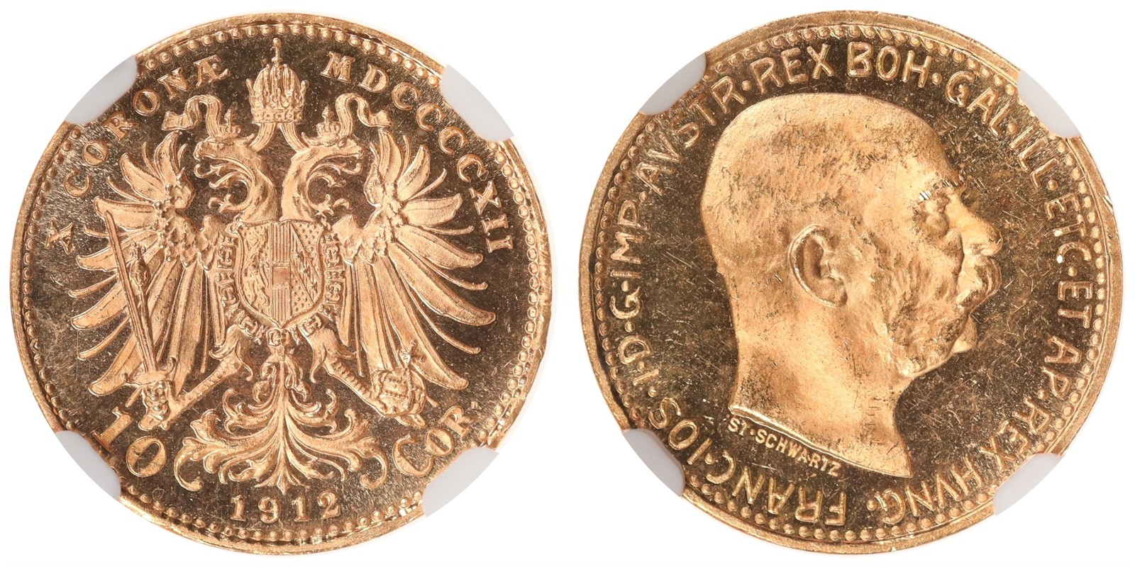 AUSTRIA. Franz Joseph I. 10 Corona. 1912. NGC MS64.