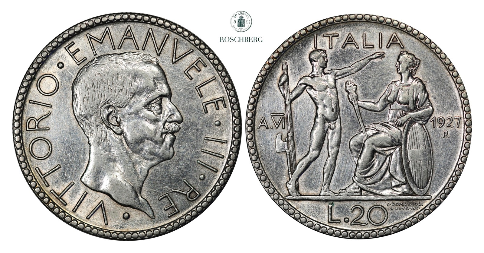 ITALY. 20 Lire 1927-R AU