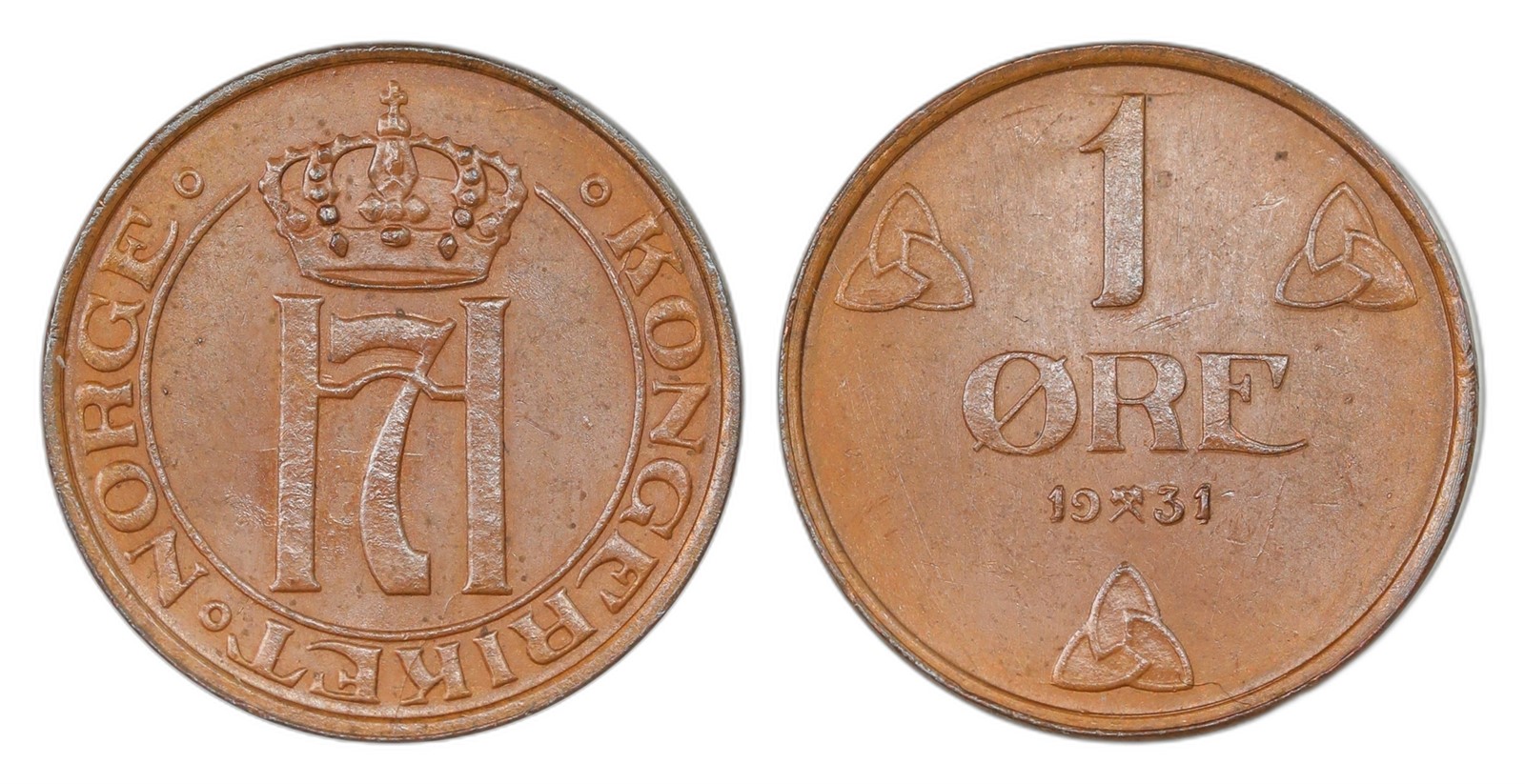 Norway. Haakon VII. 1 Øre 1931. Kv 0.