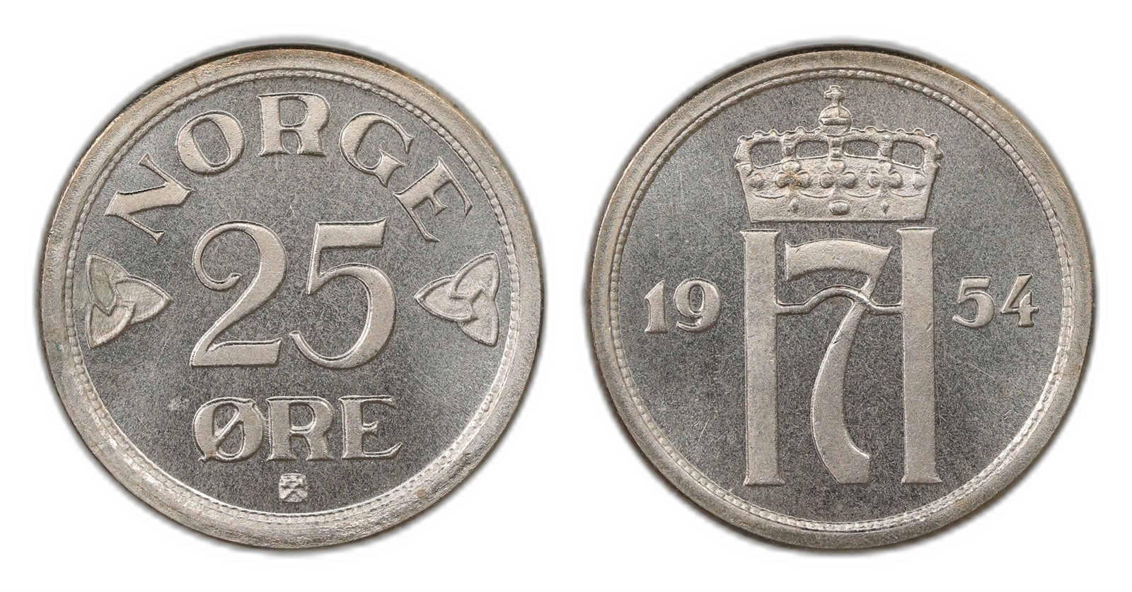 Norway. Haakon VII. 25 Øre 1954. Kv PRAKTEX.