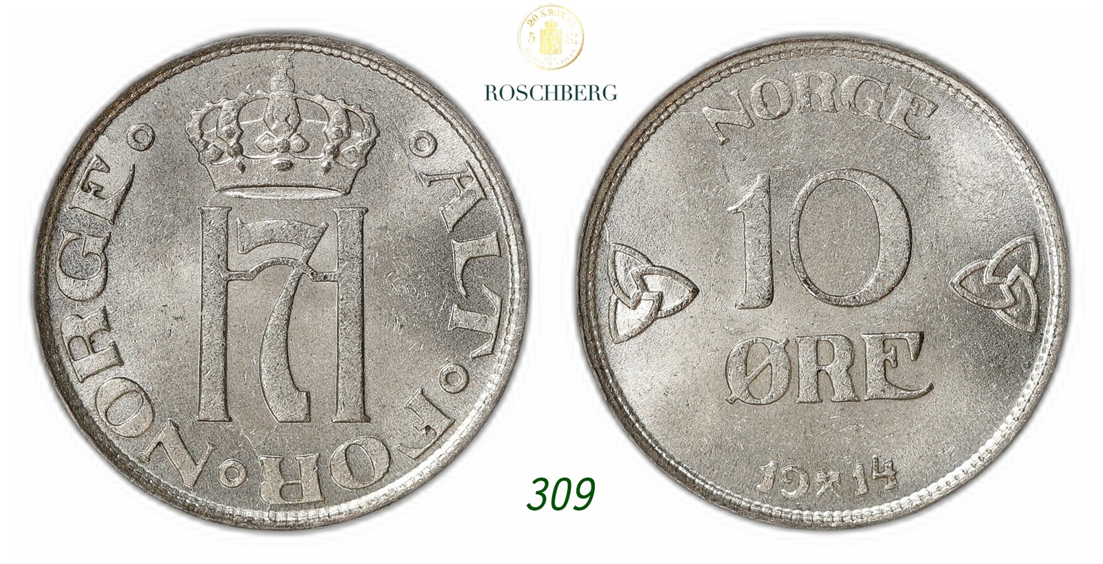 NORWAY. Haakon VII. 10 Øre 1914.