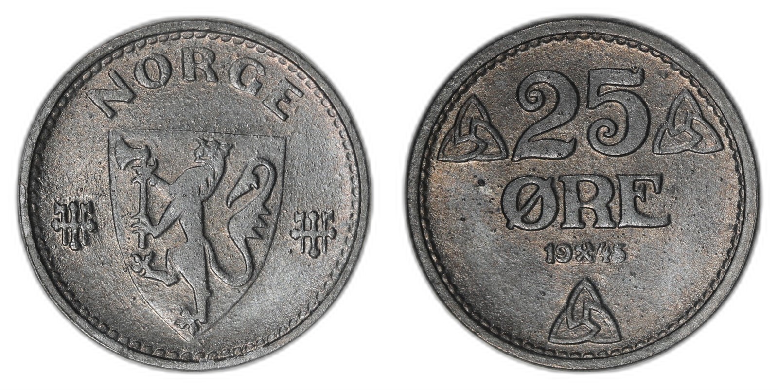 NORWAY. Haakon VII. 25 Øre 1945. Kv 0 (UNC).