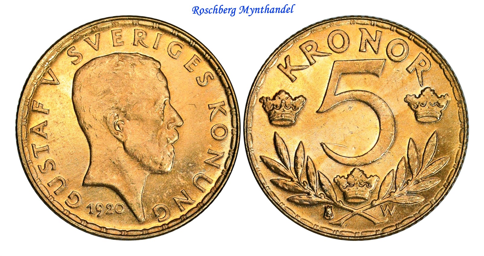 SWEDEN. 5 Kronor 1920 UNC