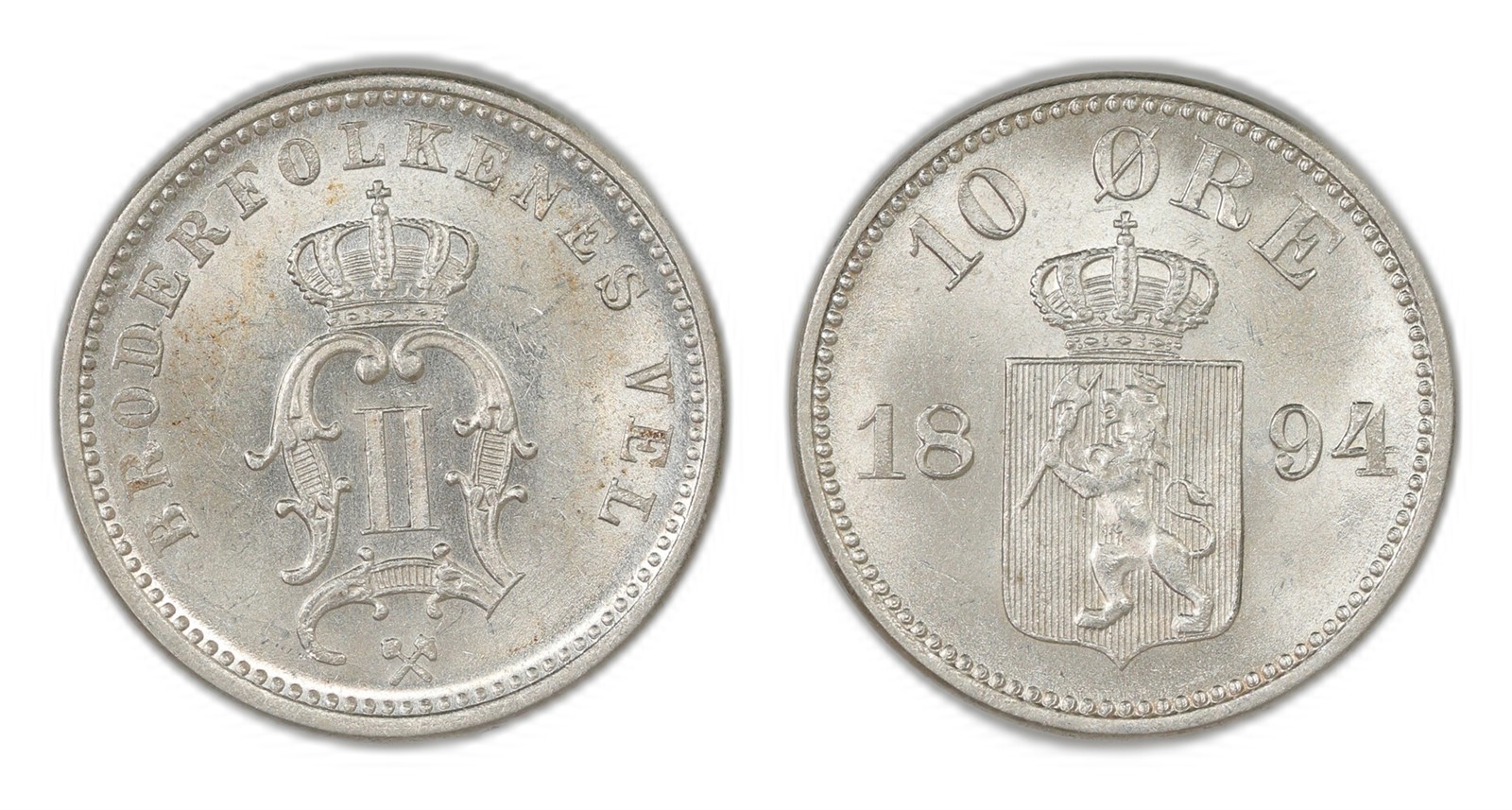 Norway. Oscar II. 10 Øre 1894. Kv 0.