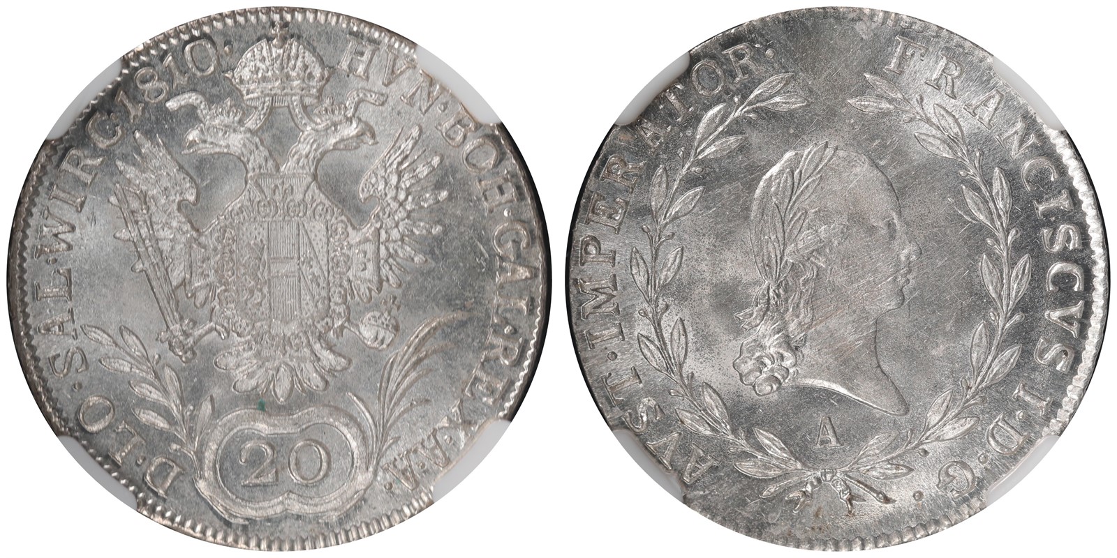 AUSTRIA. Franz I. 20 Kreuzer. 1810-A. MS65.