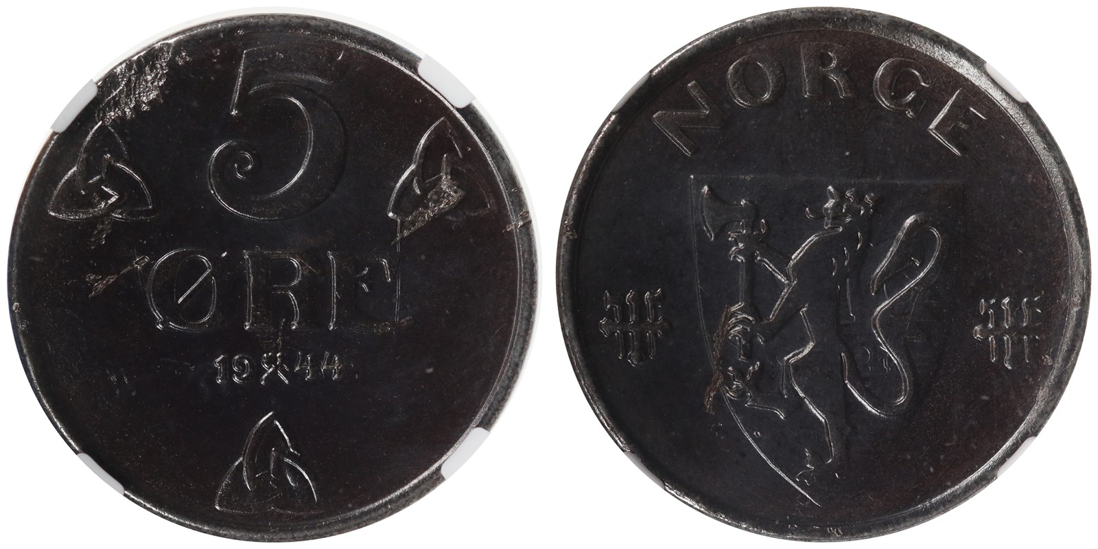 NORWAY. Haakon VII. 5 Øre. 1944. NGC UNC DETAILS.