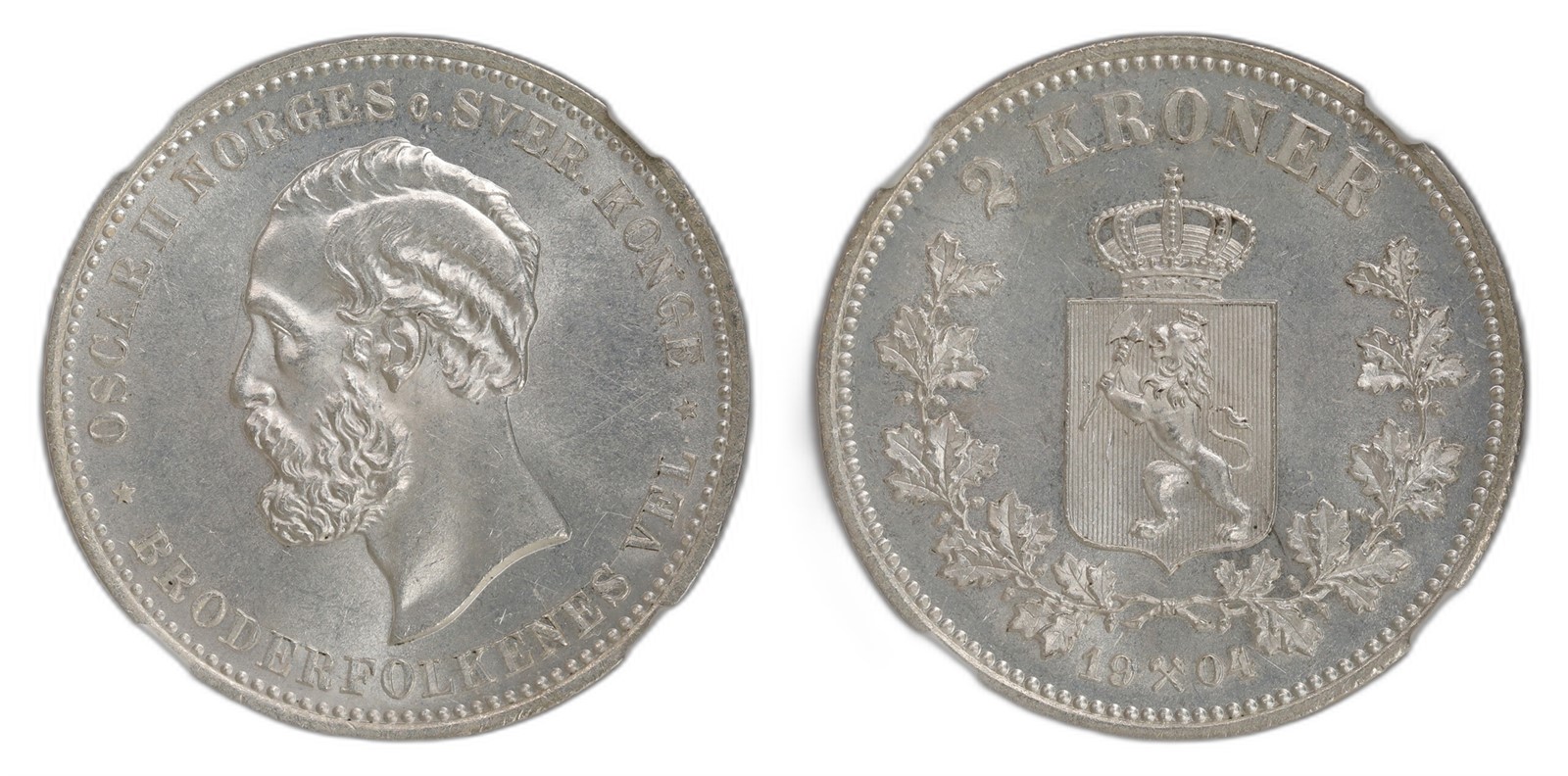 Norway. Oscar II. 2 Kroner 1904. Kv NGC MS64.