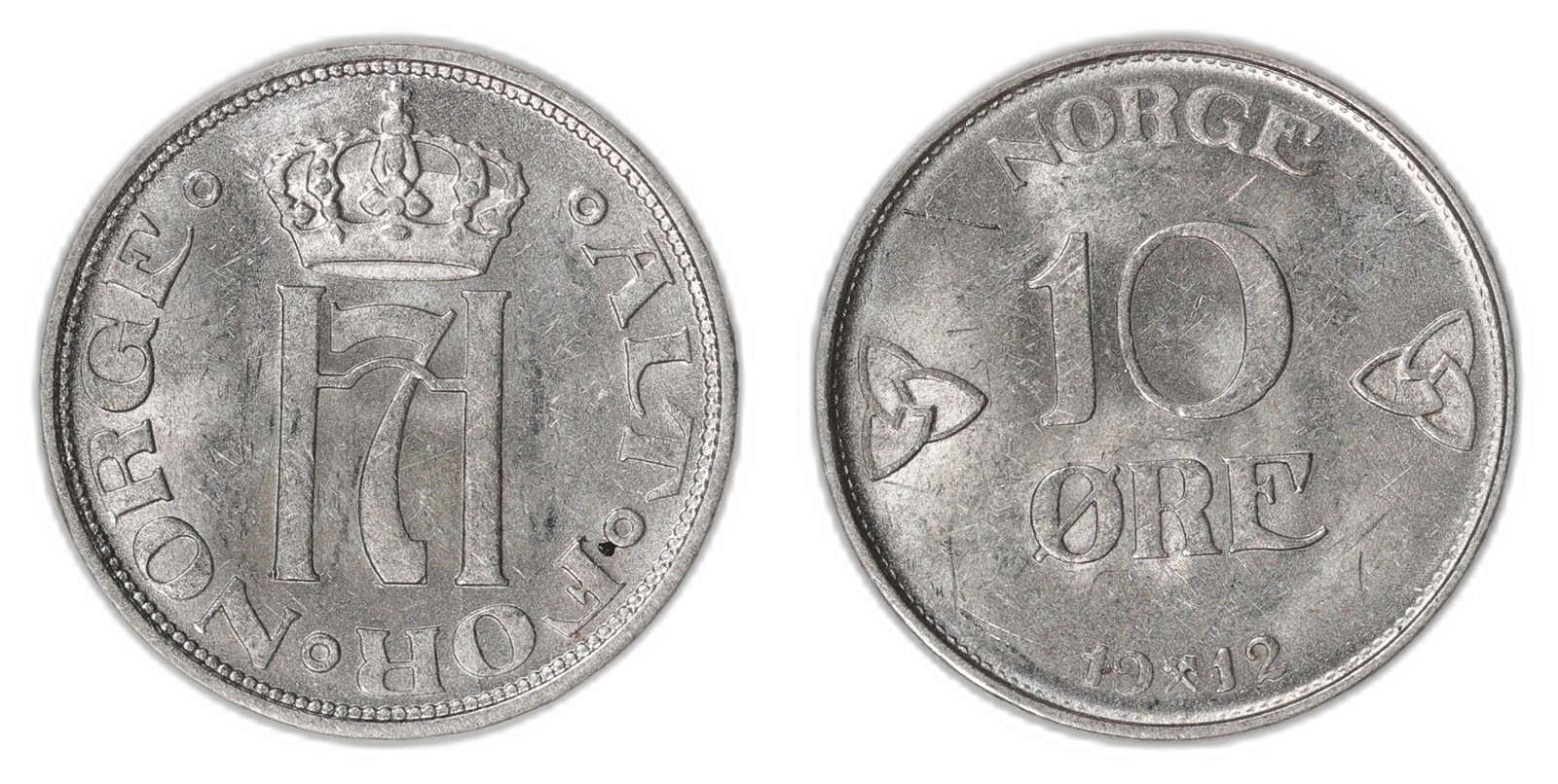 NORWAY. Haakon VII. 10 Øre. 1912. Kv 0/01 (UNC).
