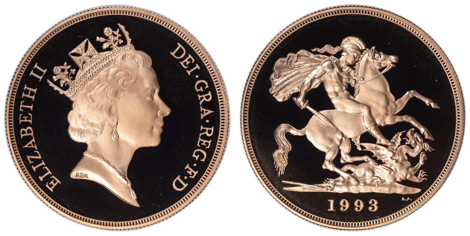 GREAT BRITAIN. Elizabeth II. 5 Pounds. 1993. PF.