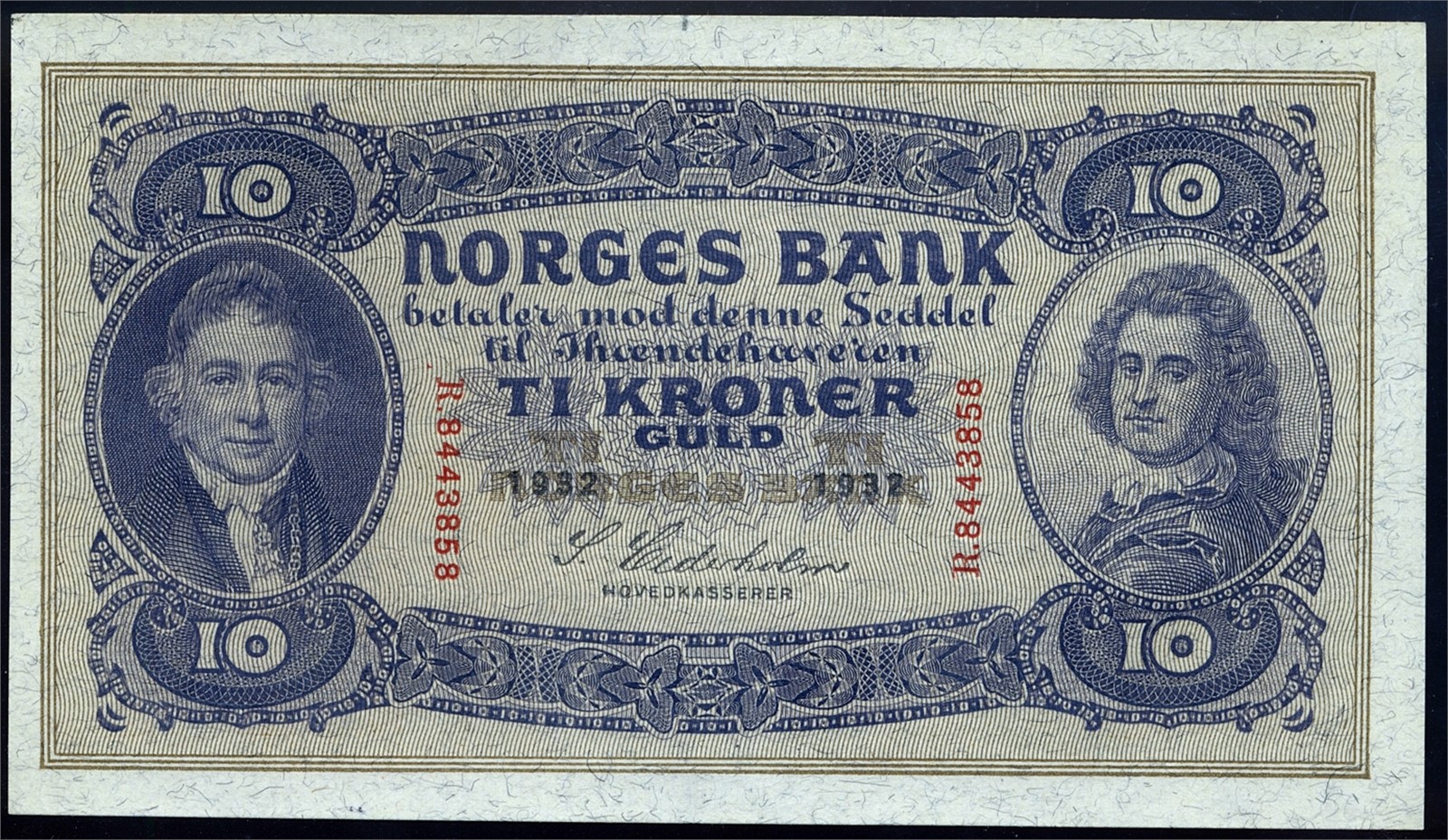 10 Kroner 1932-R. Kv 0 (UNC).