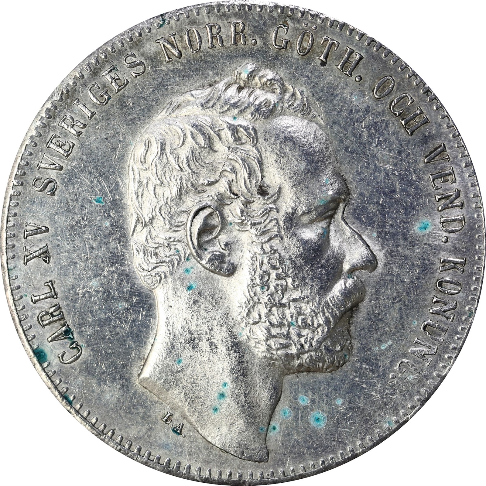 SWEDEN. Carl XV. 4 Riksdaler 1864 Kv 01 (UNC)