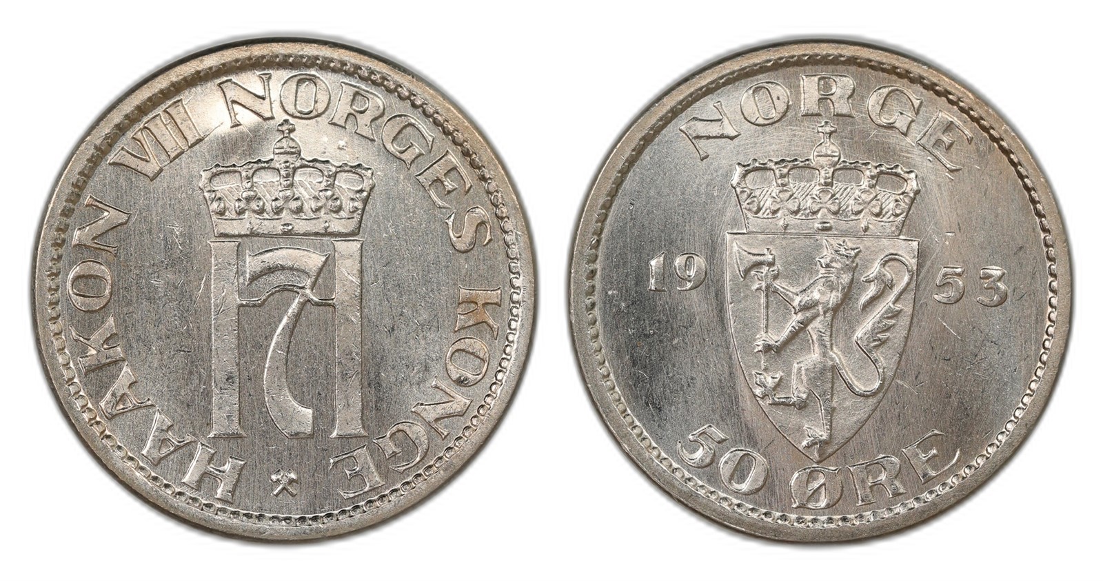 Norway. Haakon VII. 50 Øre 1953. Kv 0.