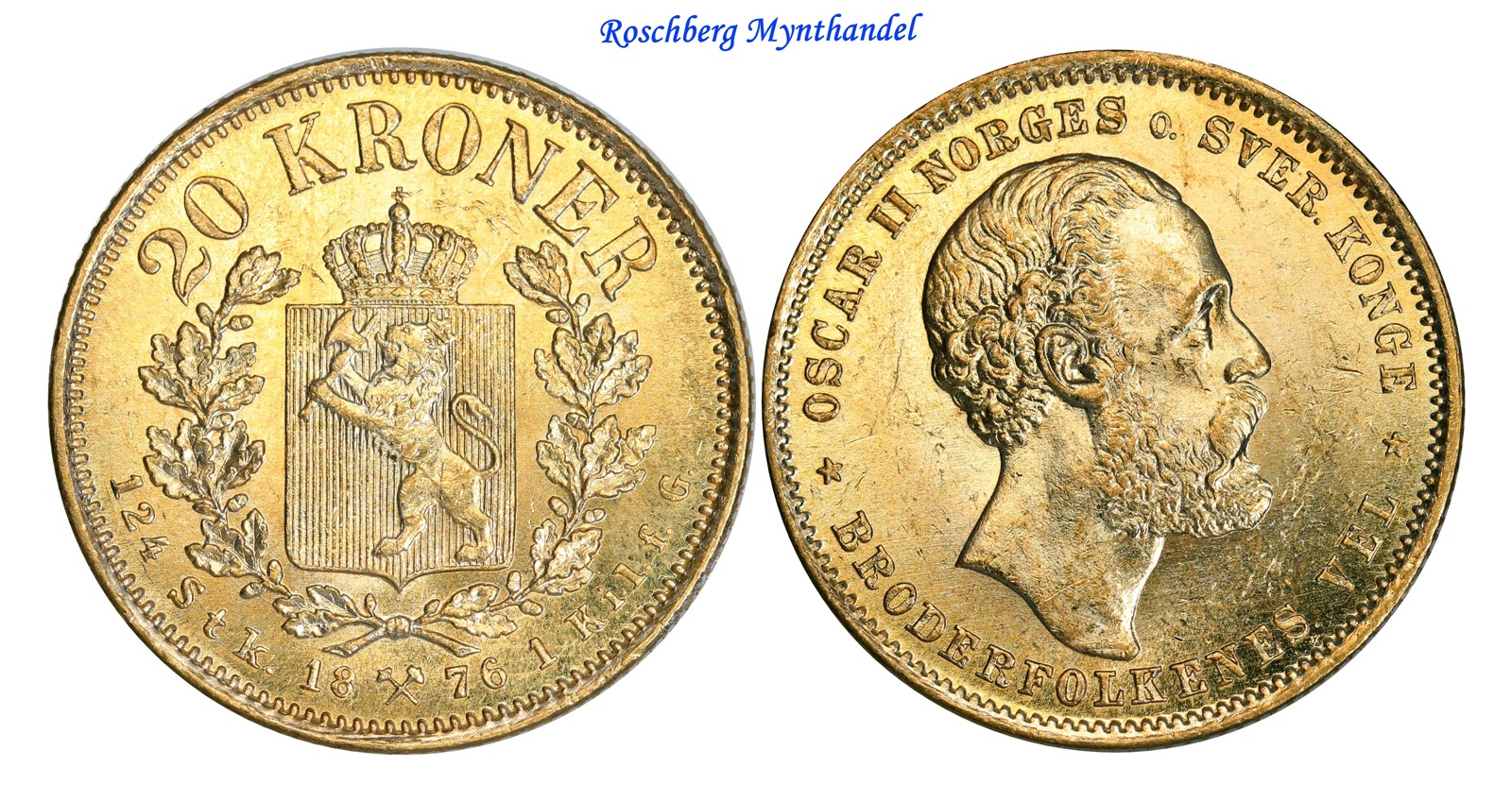 20 Kroner 1876 Kv 0/01 (UNC)