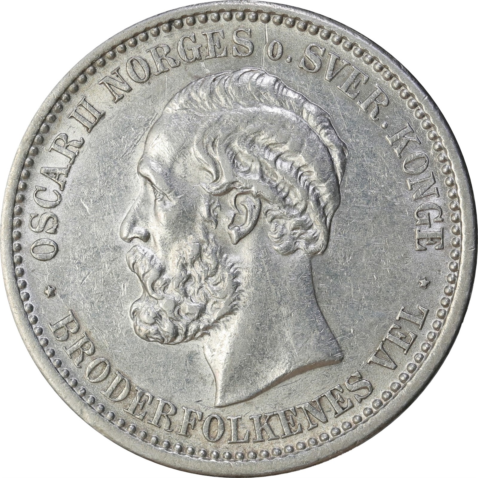 NORWAY. Oscar II. 1 Krone 1890 Kv 01(AU)