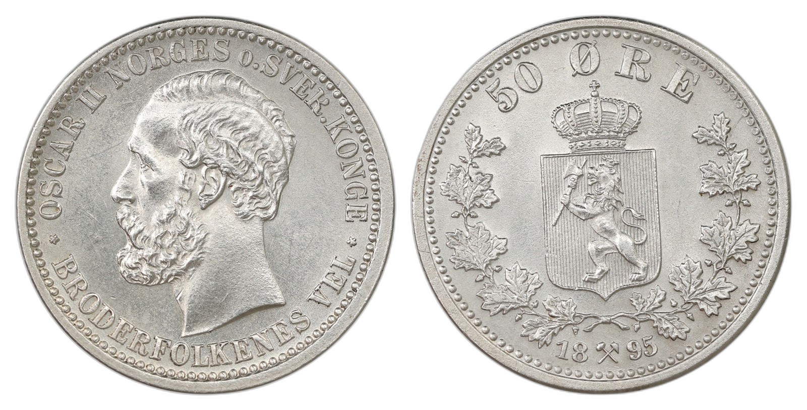 Norway. Oscar II. 50 Øre 1895. Kv 0.