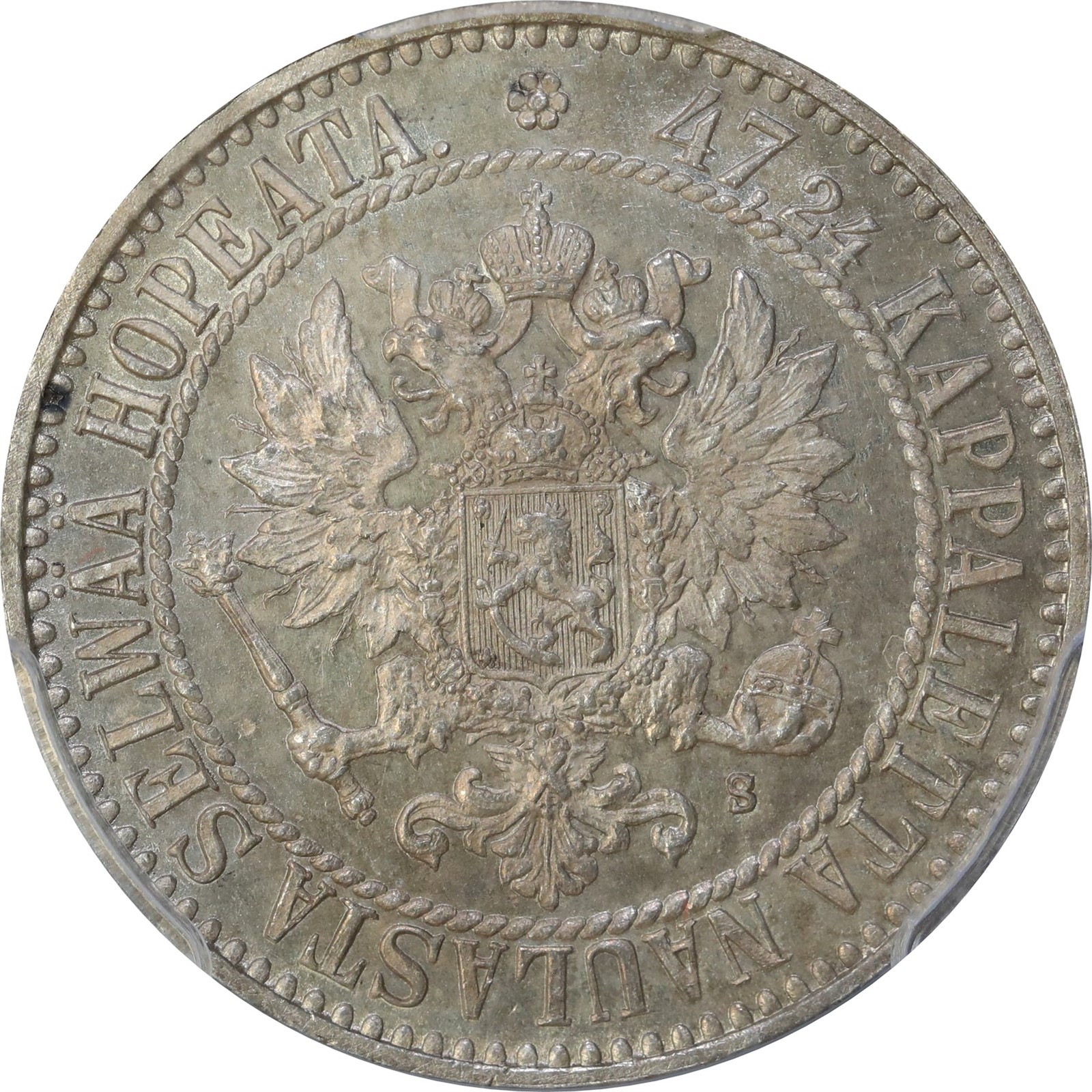 FINLAND, under RUSSIA. Alexander II. 2 Markkaa 1865 PCGS MS63