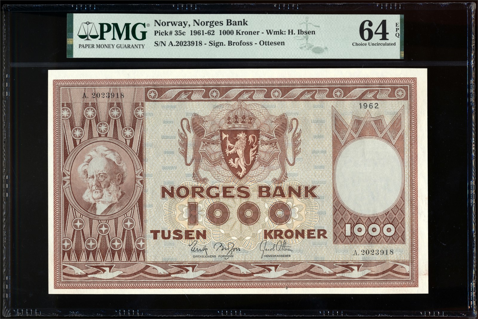 1000 Kroner 1962 A2023918 PMG 64EPQ