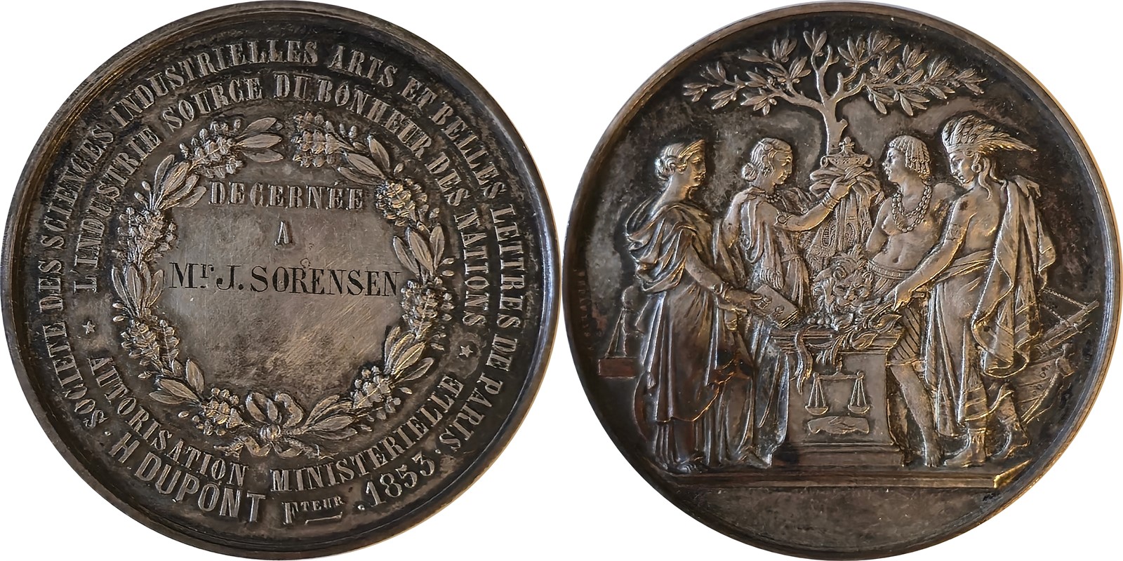 FRANCE. Prize Medal 1853 Silvered Bronze. UNC.