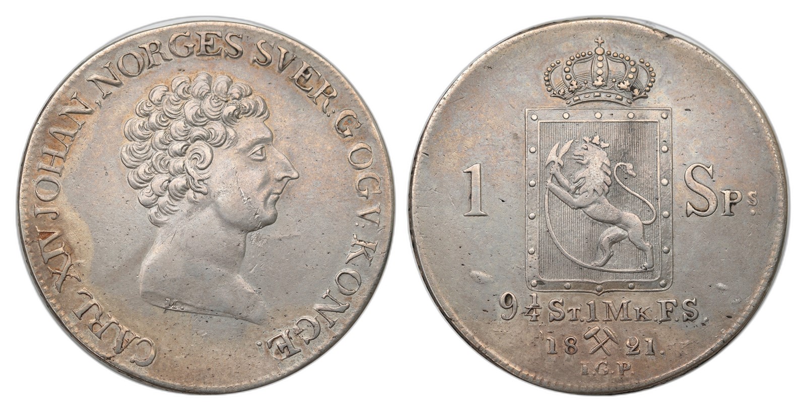 Norway. Carl XIV Johan. Speciedaler 1821. Kv 1+.