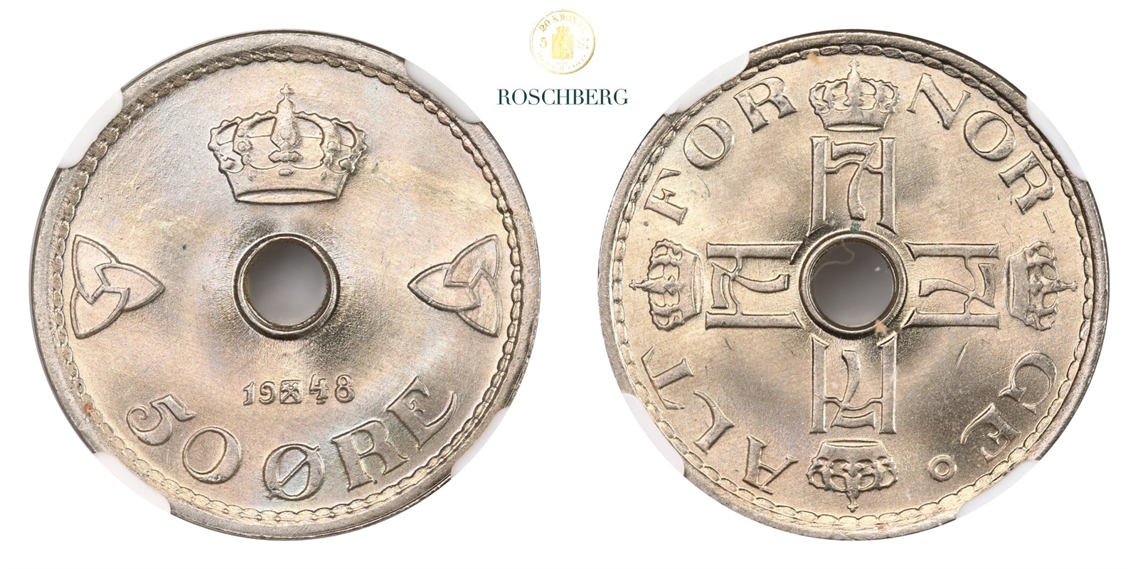 Norge 50 Øre 1948 NGC MS66