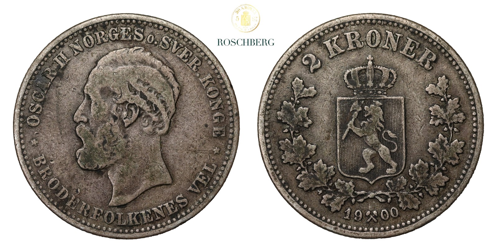 Norge 2 Kroner 1900 Kv 1/1-