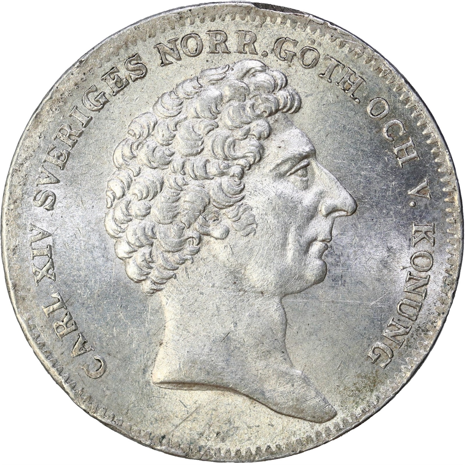 SWEDEN. Carl XIV Johan. 1/2 Riksdaler 1833/1 Kv 0/01 (UNC)