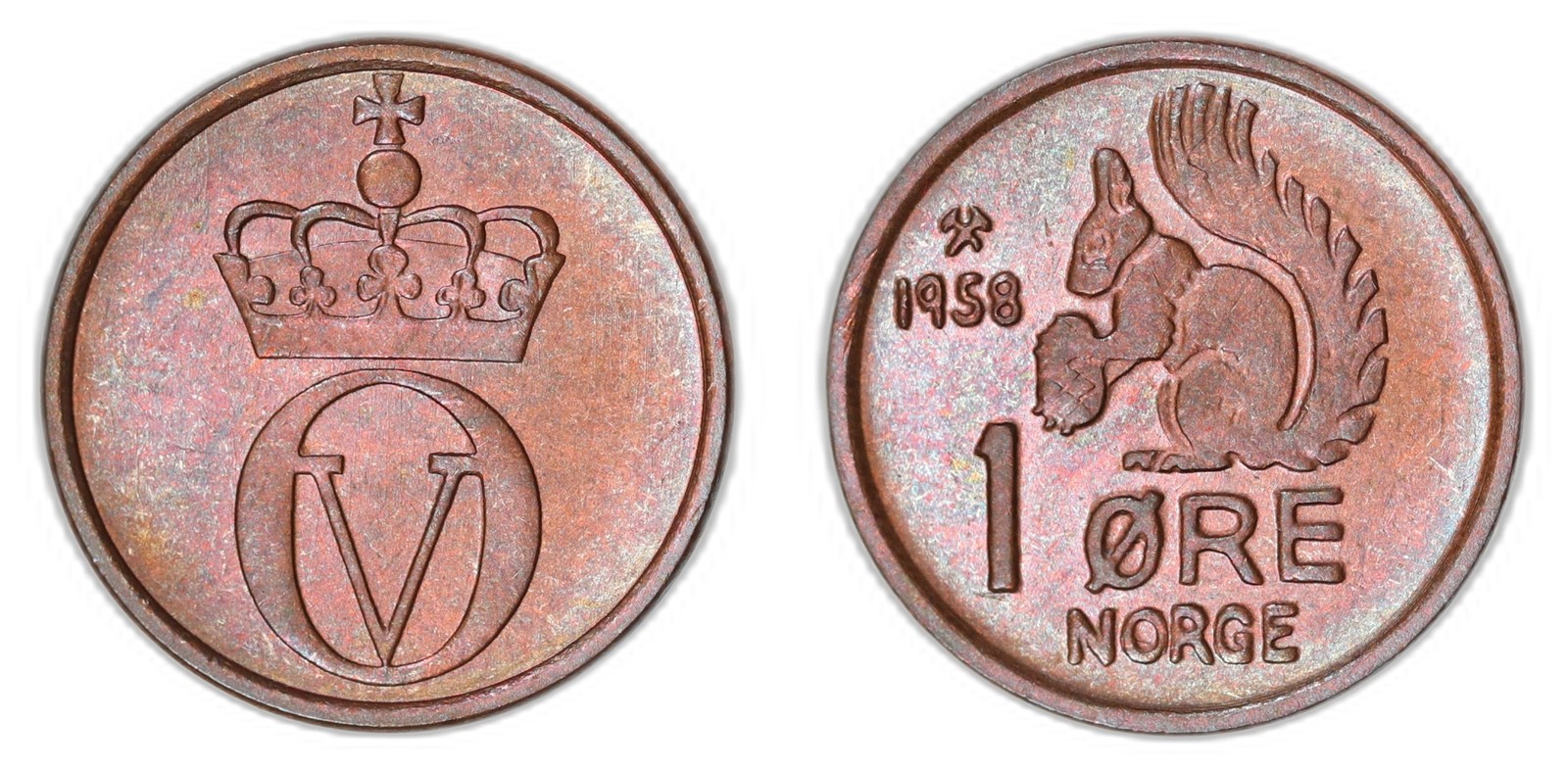 NORWAY. Olav V. 1 Øre. 1958. PRAKTEX.