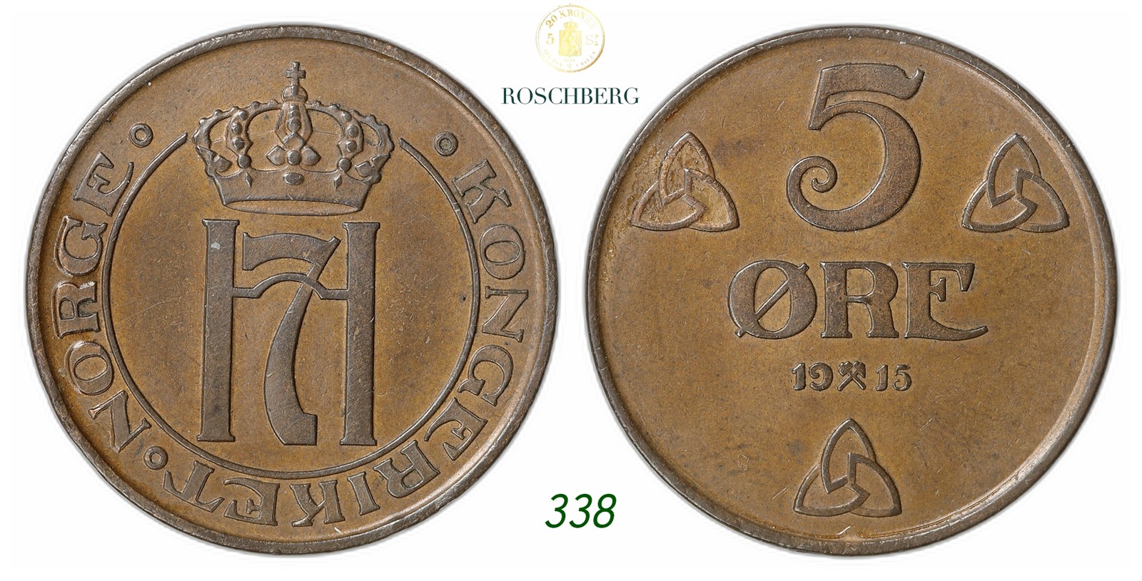 NORWAY. Haakon VII. 5 Øre 1915.