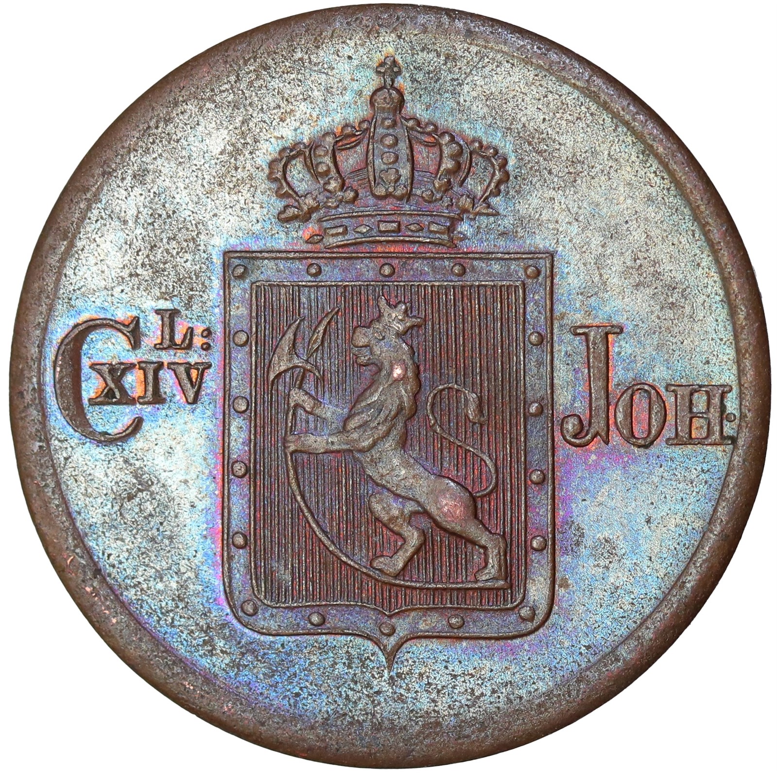 NORWAY. Carl XIV Johan. 1/2 Skilling 1840 Kv 0 (UNC)