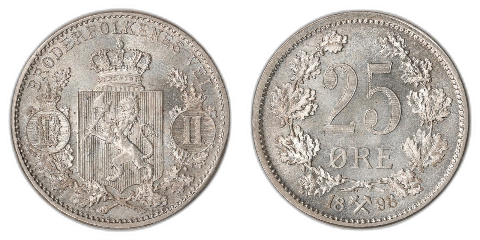 NORWAY. Oscar II. 25 Øre 1898. PRAKT.