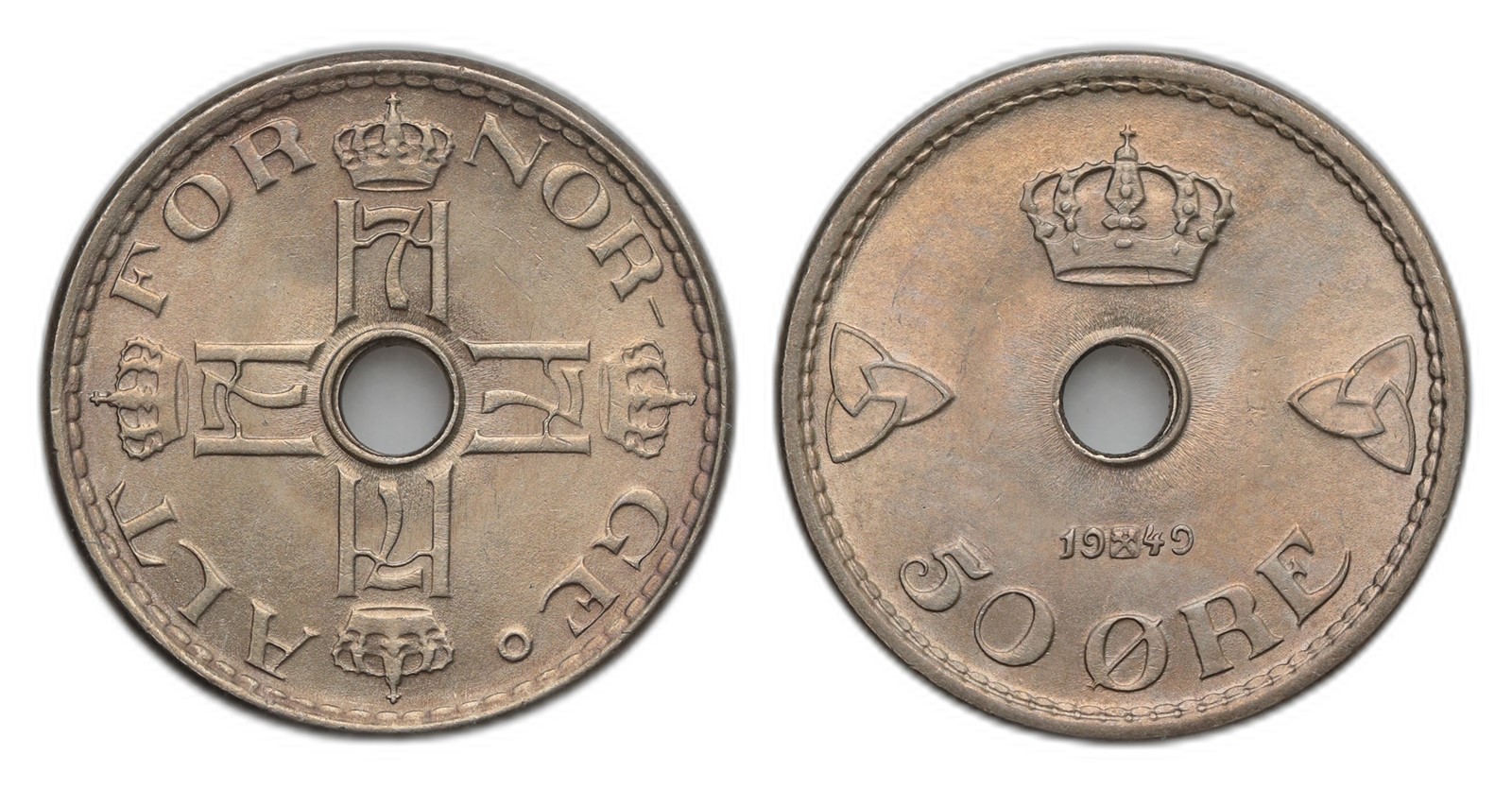 Norway. Haakon VII. 50 Øre 1949. Kv 0.