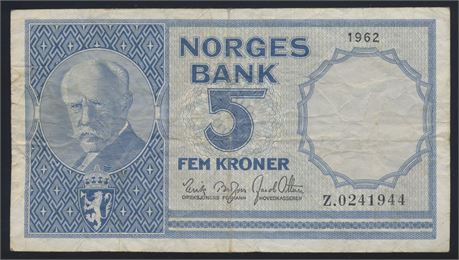 5 Kroner 1962 Z0-Million Kv 1-/2