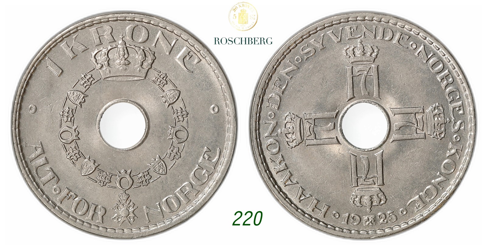 NORWAY. Haakon VII. 1 Krone 1925.