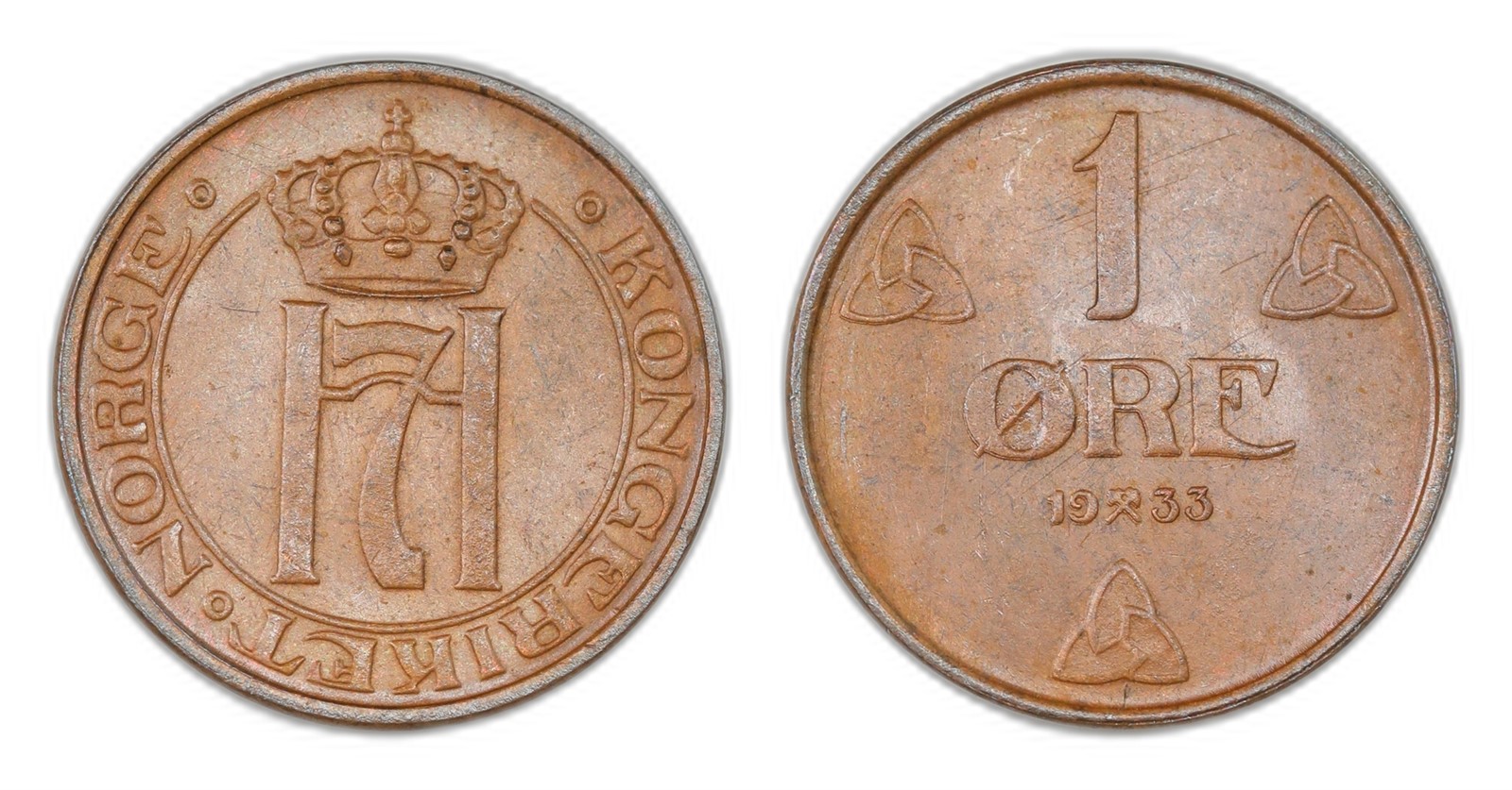 Norway. Haakon VII. 1 Øre 1933. Kv 0.