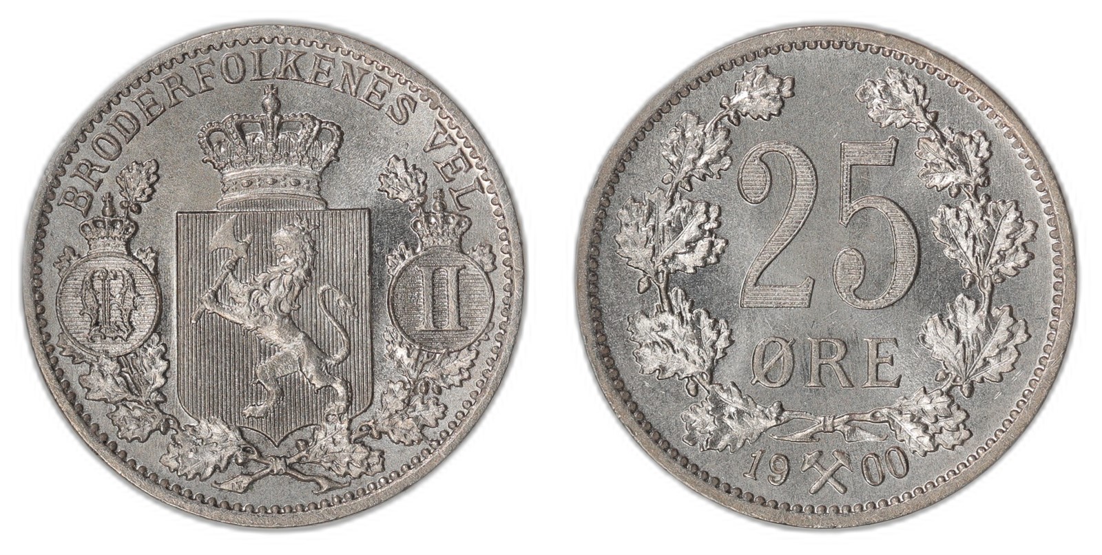NORWAY. Oscar II. 25 Øre 1900. Kv 0 (UNC).
