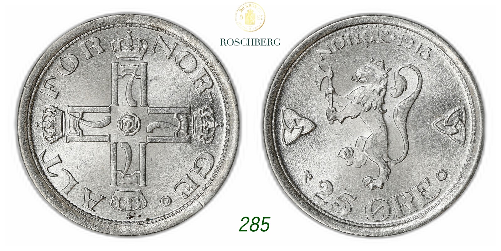 NORWAY. Haakon VII. 25 Øre 1913.