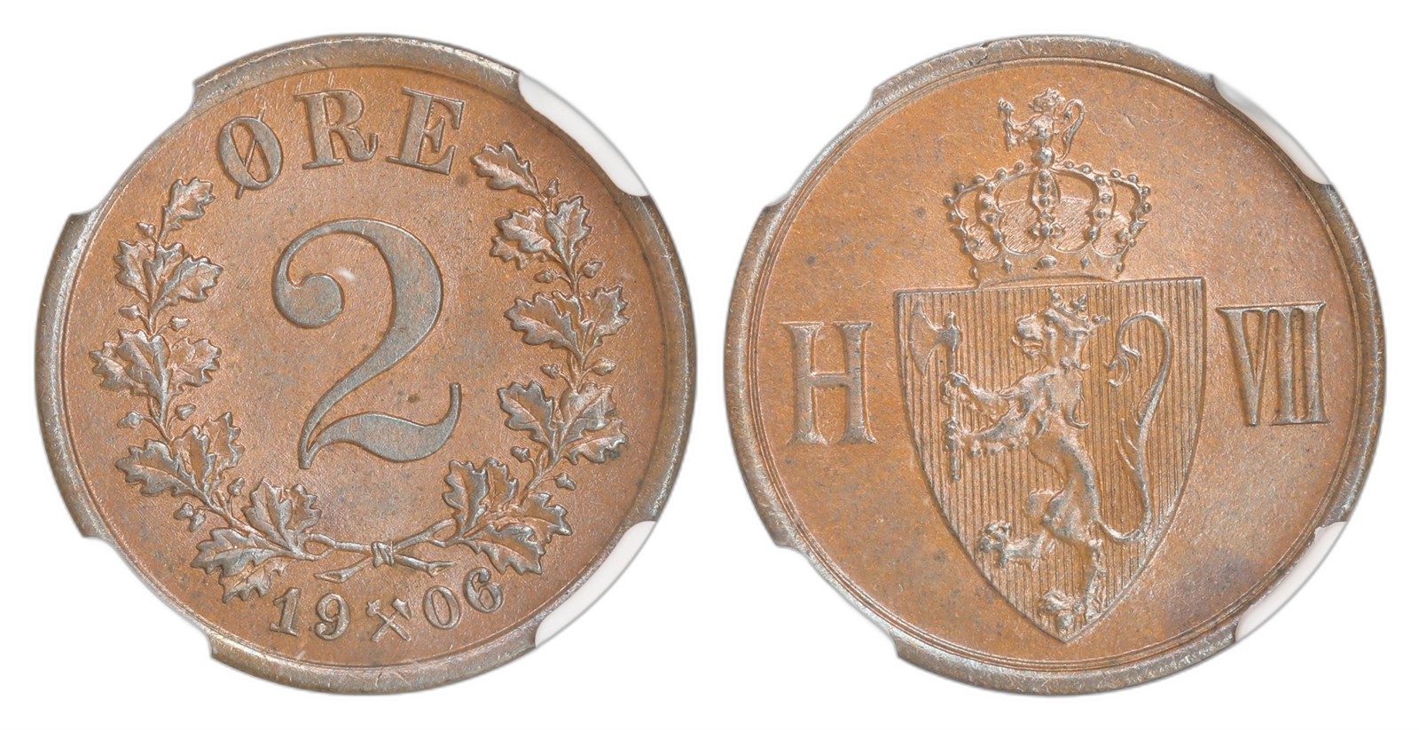 Norway. Haakon VII. 2 Øre 1906. Kv NGC MS65BN.