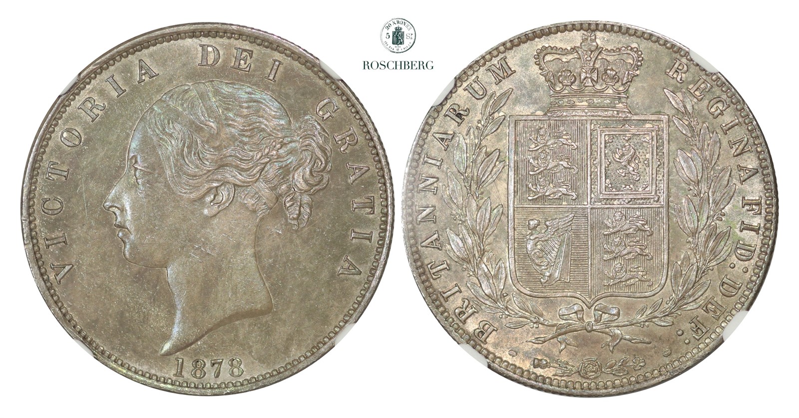 GREAT BRITAIN. 1/2 Crown 1878 NGC MS61